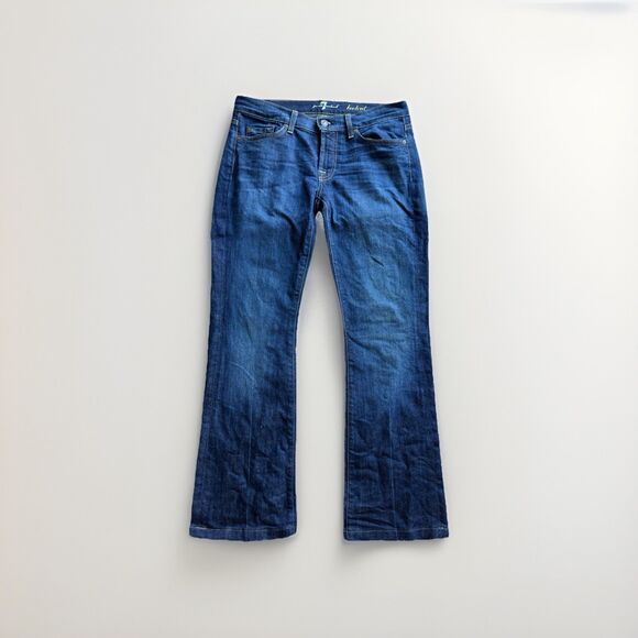 7 For All Mankind Jeans Womens W28 Dark Blue Bootcut Stretch Designer Denim - Picture 16 of 16